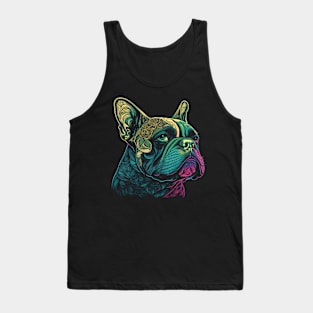 French Bulldog - Frenchie Watercolor Painting Portrait Art Tank Top